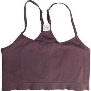 Be Present Crop Cami Tank Top Women’s Sz L Eggplant Aubergine Dark Purple